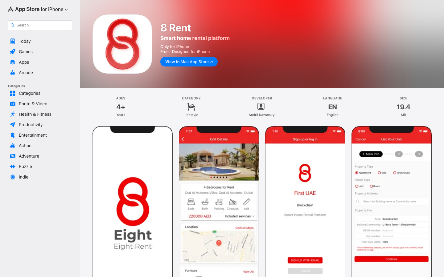 8 Rent — App Store product page